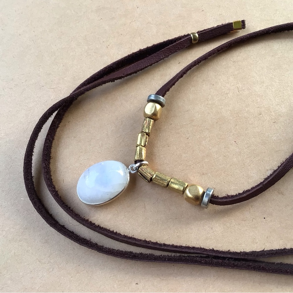 Moonstone leather cord Sundance Charm Necklace new